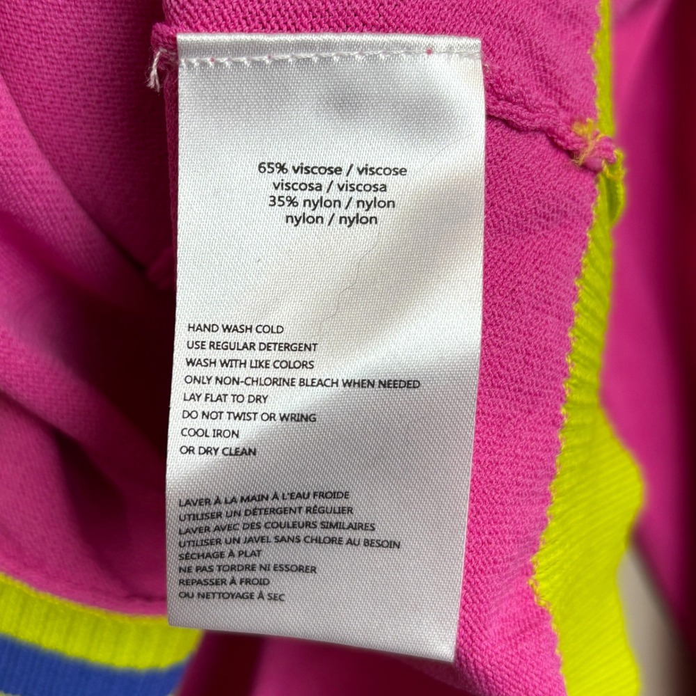 VICTOR GLEMAUD Pink Neon Blue Stripe Colorblock Cardigan Sweater Women's 2X - Picture 15 of 16
